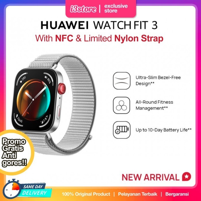 Jual HUAWEI WATCH FIT Nylon Grey NFC Smartwatch Jam Pintar GPS