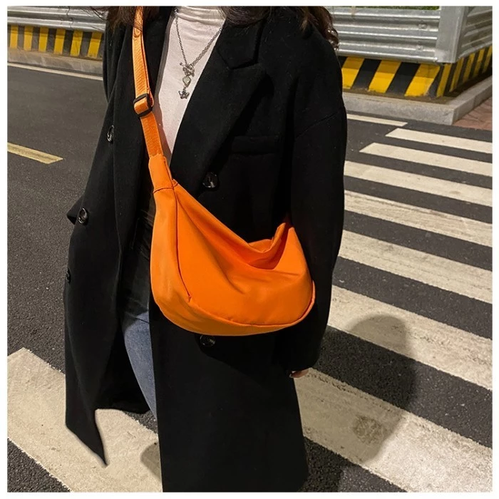 Casual Nylon Shoulder Bag - Worn