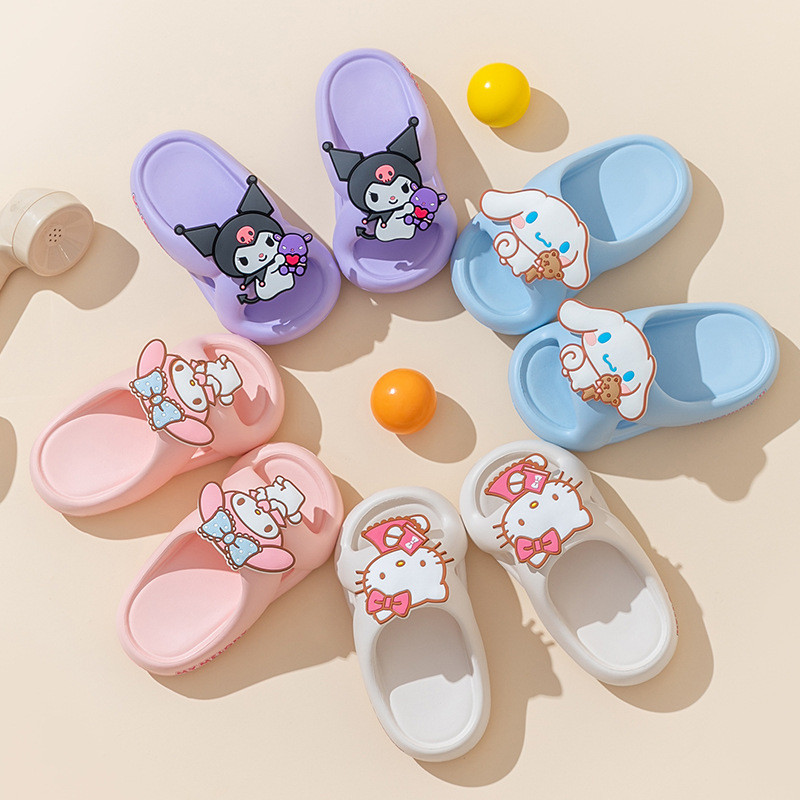 Jual MINISO Sanrio Soft Slippers Family Slides Kawai Shoes Kuromi ...