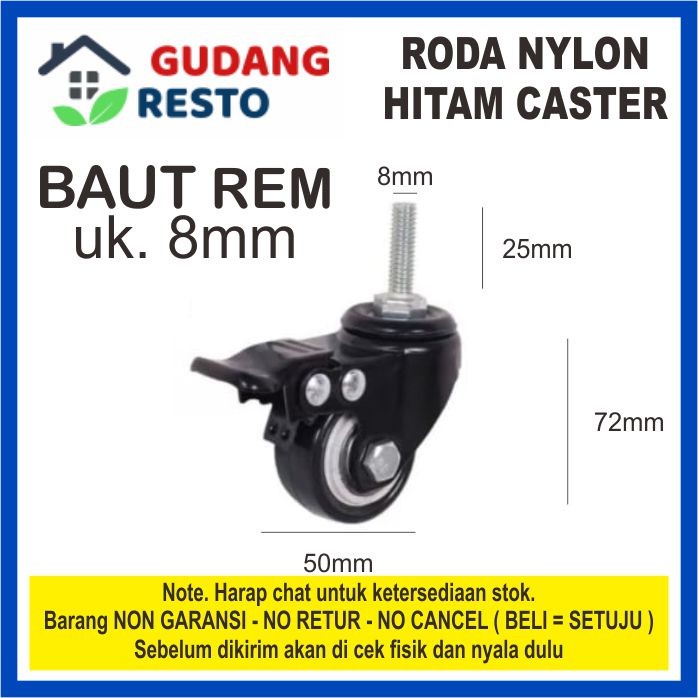 Jual RODA CASTER HITAM HIDUP / MATI REM / NO REM / CASTOR / CASTER ...