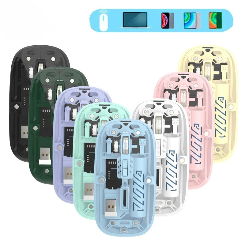 Jual Transparent Wireless Mouse Dual Mode 2.4G Bluetooth-compatible ...