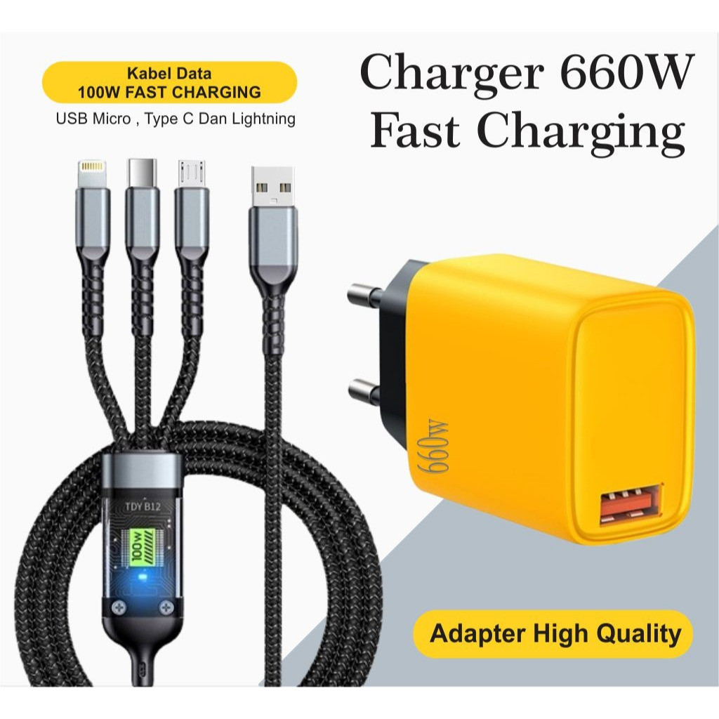Jual Netcom Store Charger 660W Batok 131 + Kabel Data 3in1 100W Fast ...