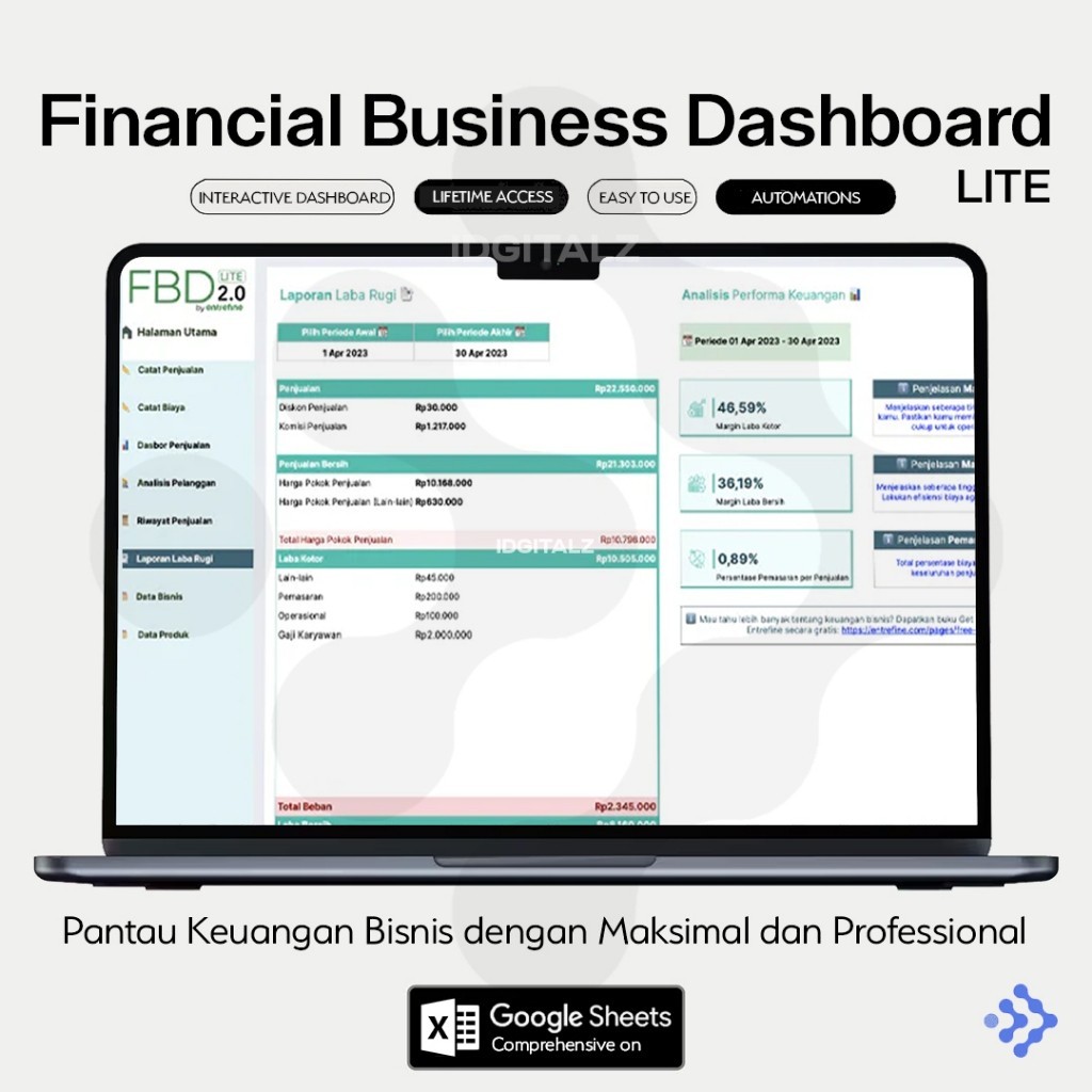 Jual [T097] Financial Business Dashboard Lite 2.0 - Manajemen Keuangan ...