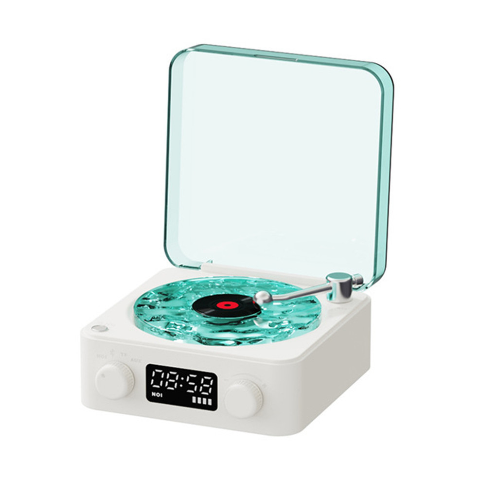 Jual Retro Vinyl Record Player Shaped White Noise Bluetooth Speaker ...