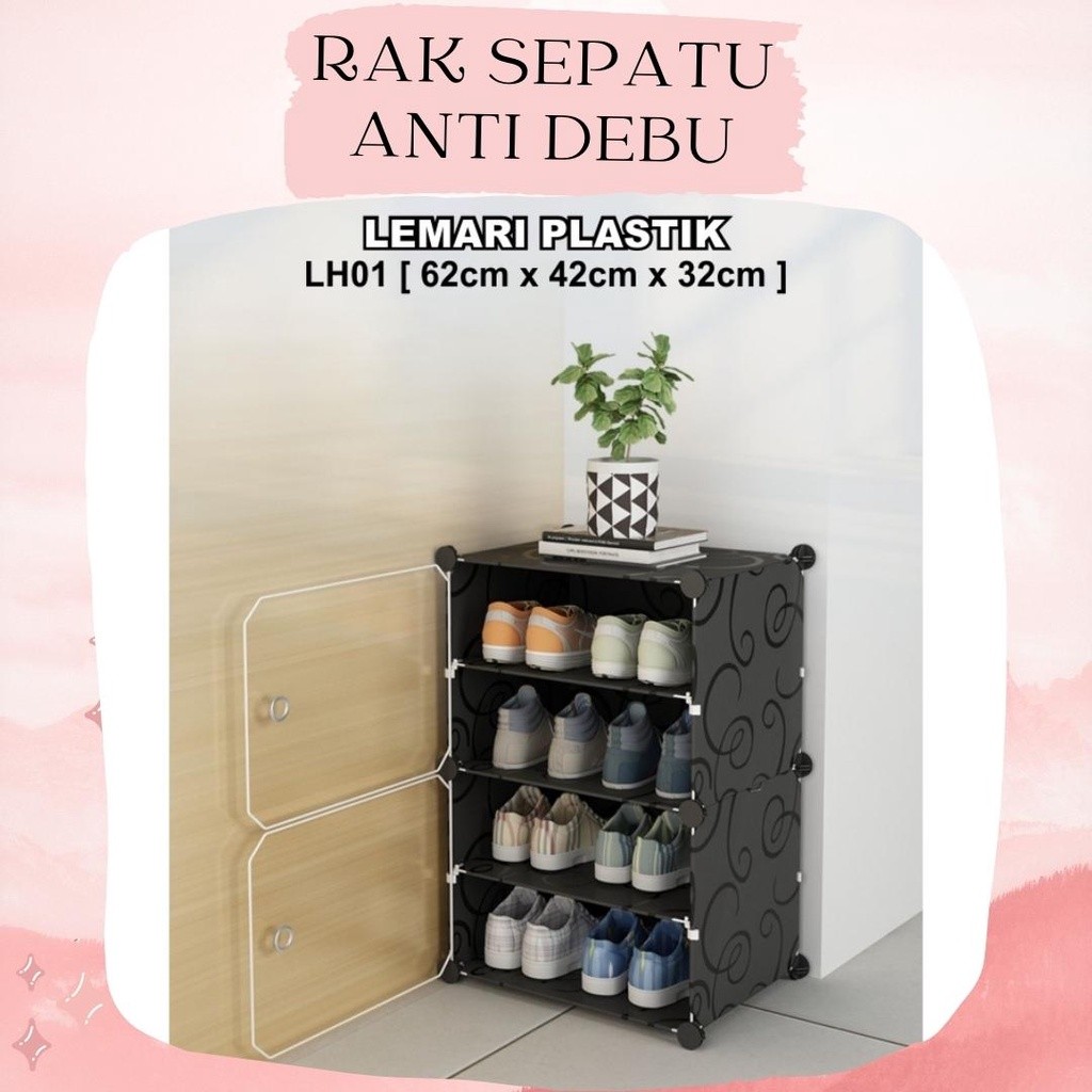 Jual HG69BM Rak Sepatu Anti Debu Layer Tebal Shoe Rack Portable ...