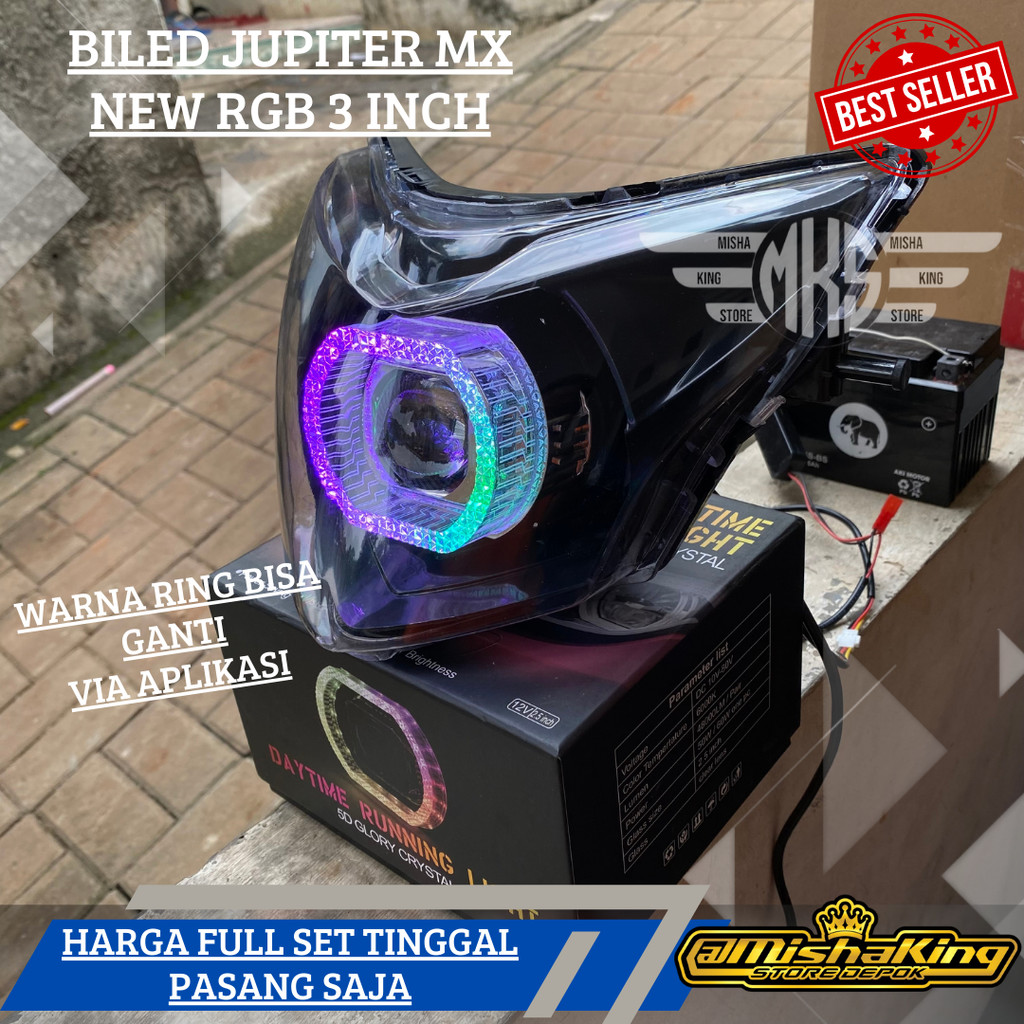 Jual LAMPU BILED JUPITER MX NEW 3 INCH DULL SET RGB BISA GANTI APLIKASI ...