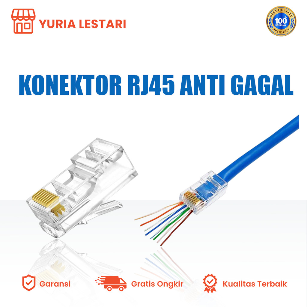 Jual Konektor RJ45 Anti Gagal – Plug LAN RJ45 Satuan High Quality ...