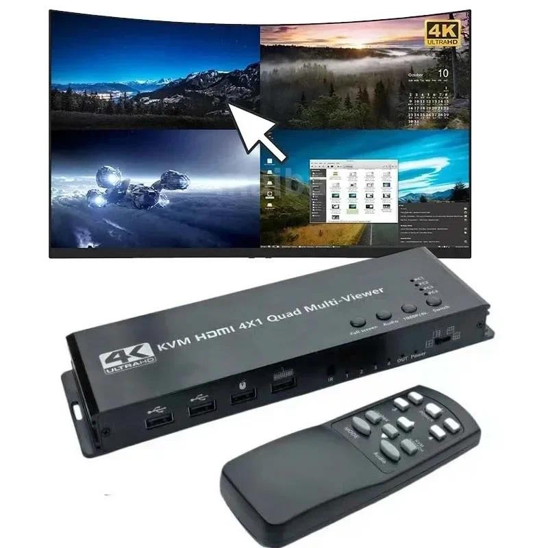 Jual 4K HDMI KVM 4x1 Quad Multi Viewer 4 in 1 Out Video Multiplexer KVM ...