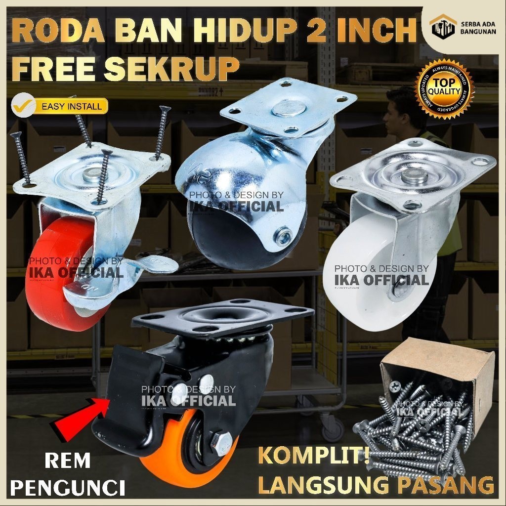 Jual SAB Roda Kastor Plate Pvc Nylon Hidup 2 inch, Caster SKK 2 inch ...