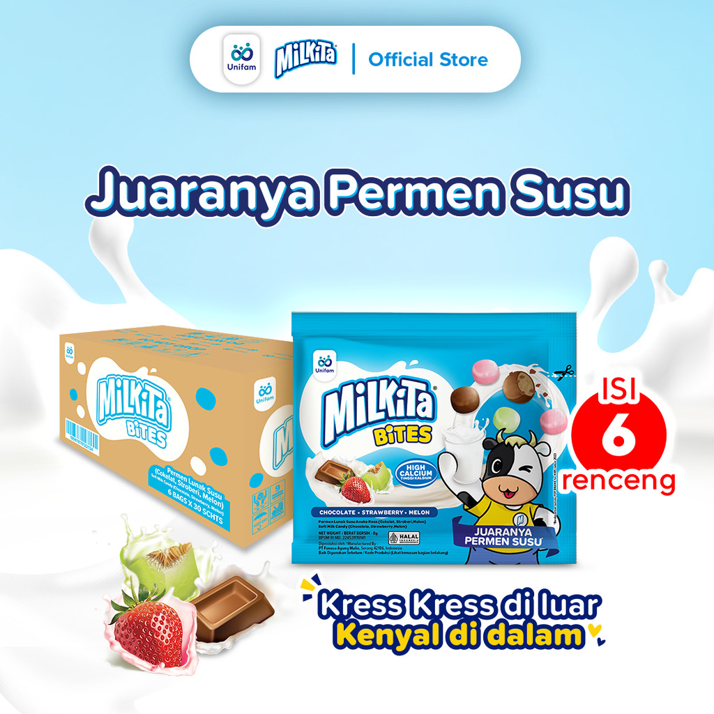 Jual [Karton] Milkita Bites Permen Susu Renceng - Crunchy Diluar Chewy ...