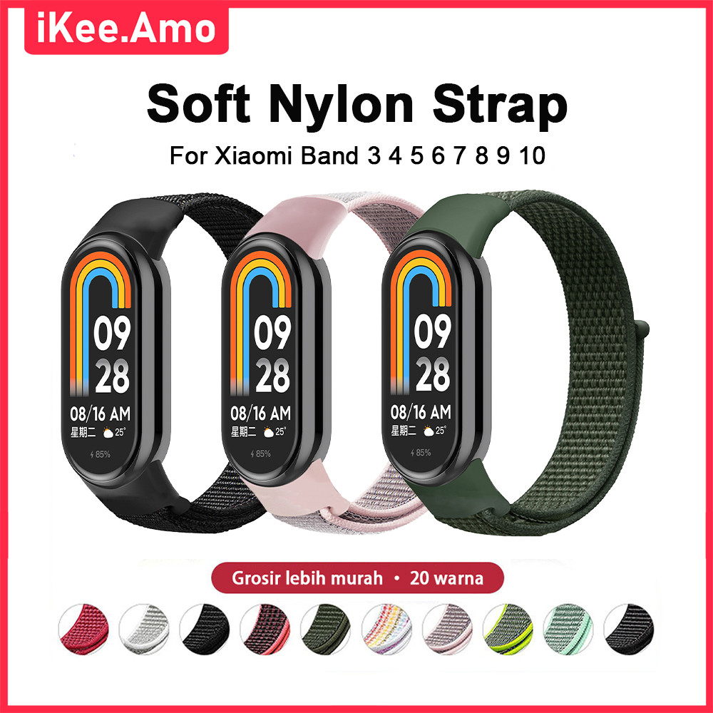 Tali Nilon untuk Xiaomi Mi Band 3 4 5 6 7 8 9 10 11 Gelang Olahraga Bernapas