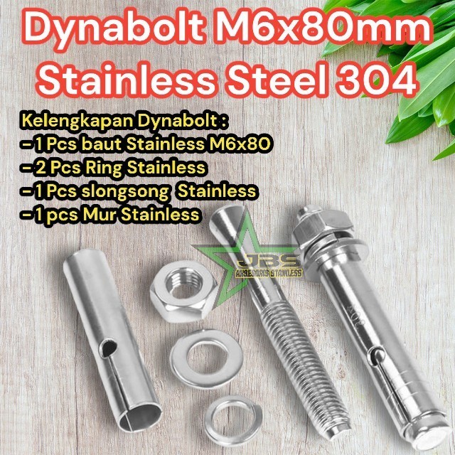 Jual DYNABOLT SS 304 M6×80 - DINABOLT - ANCHOR BOLT STAINLESS | Shopee ...