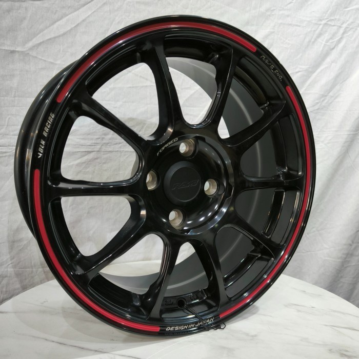 Jual 4 Buah Velg Volk Rays 15x7.0 4H 100 et35 Black Ring Red Ring 15 ...
