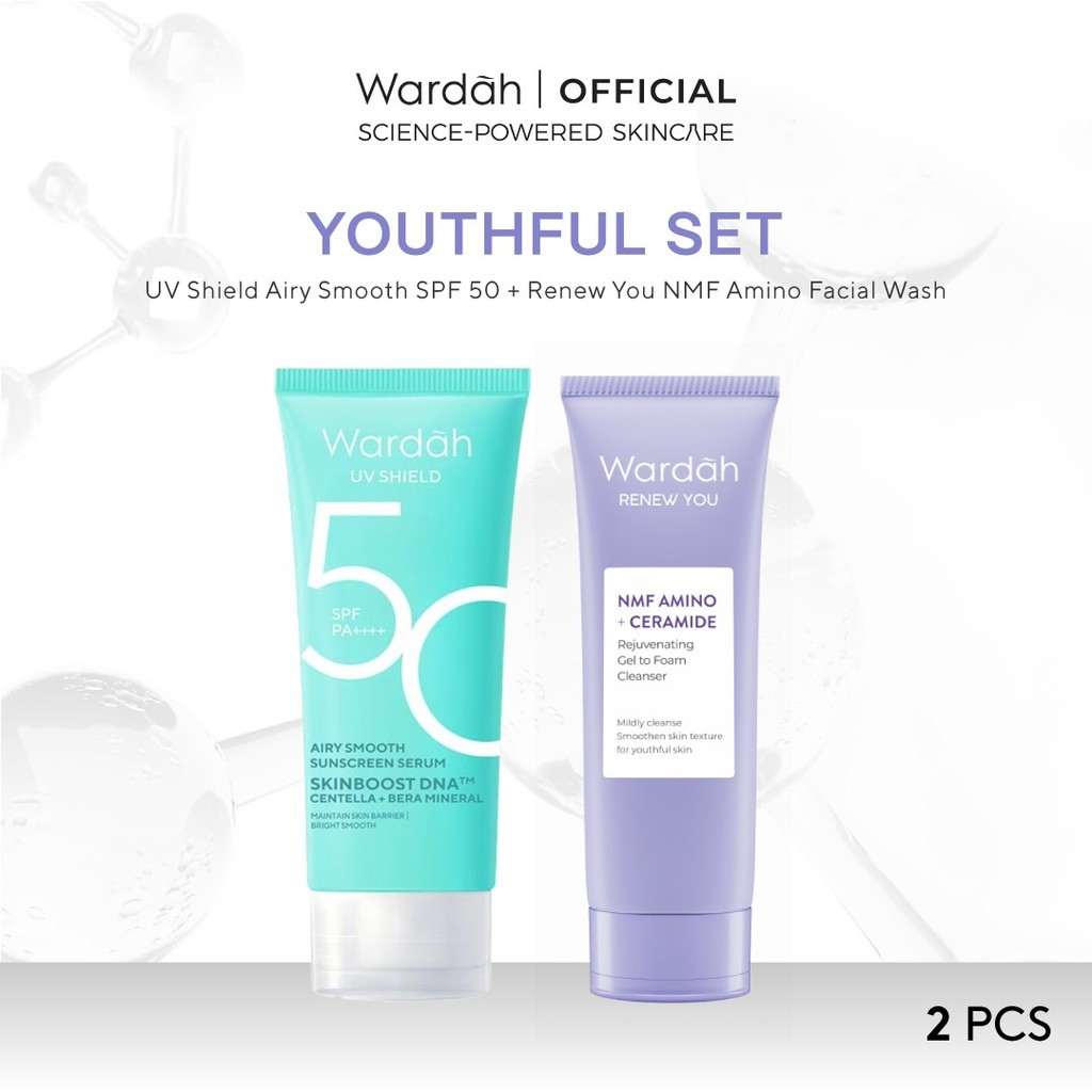 Paket Wardah Glowing Set - Facial Wash dan Airy Smooth SPF 50 - 100ml