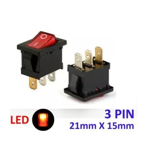 Jual LP99 Saklar kecil Power switch lampu merah 3 pin on Off mini ...