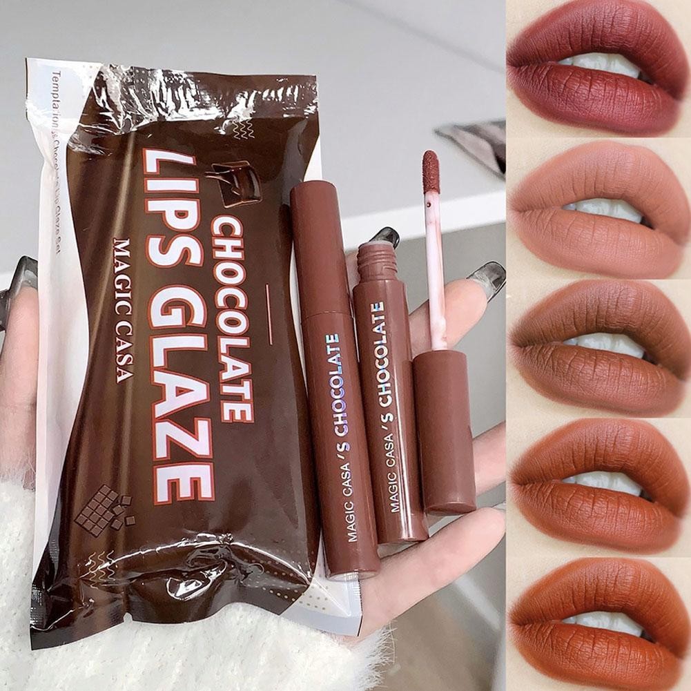 Jual 5Pcs Paket Lipstik Matte Cokelat - Lipstik Matte Anti Air Tahan