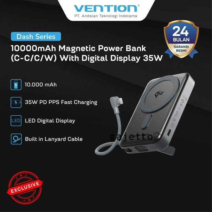 Vention 10000mAh Batterie Externe Magnétique Portable PD 22.5W Sans Fil Charge Rapide Mini PowerBank Pour IPhone 15 Pro 14 13 [B81] - Téléphonie