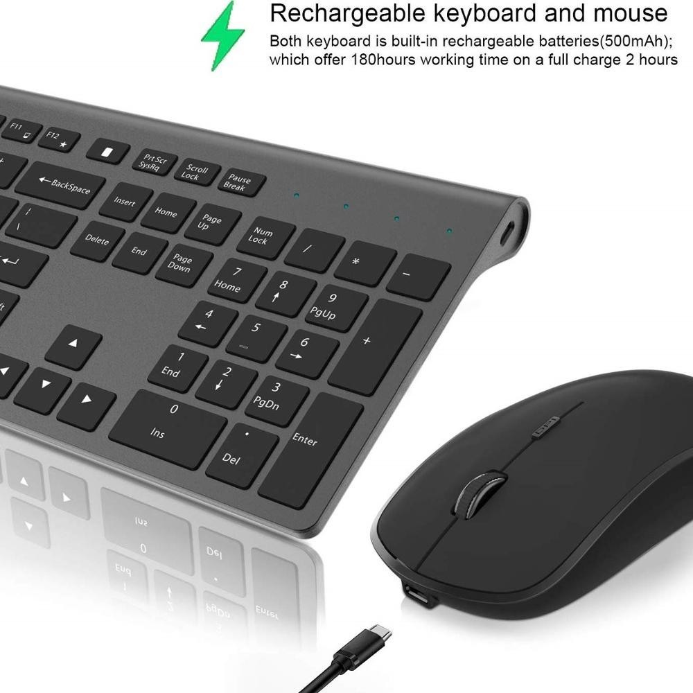Jual Wireless Keyboard and Mouse Combo Rechargeable 2.4G USB Ultra Slim ...