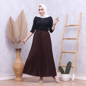 Rok Plisket Premium Prada JUMBO Rok Kualitas Import Crepe Koshibo Pleated Skirt