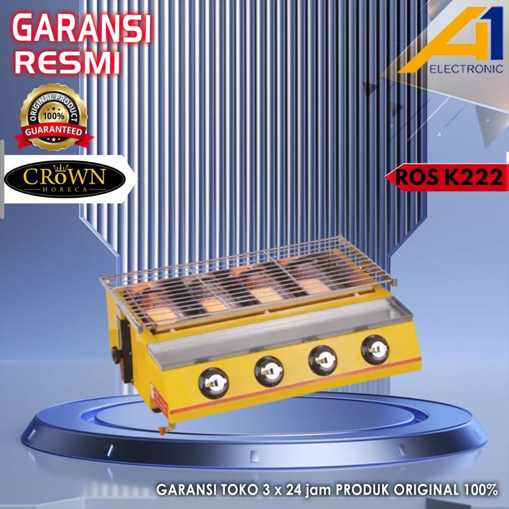 Jual CROWN Gas Roaster ROS K222 / ROSK222 Kompor Grill 4 Burner ...