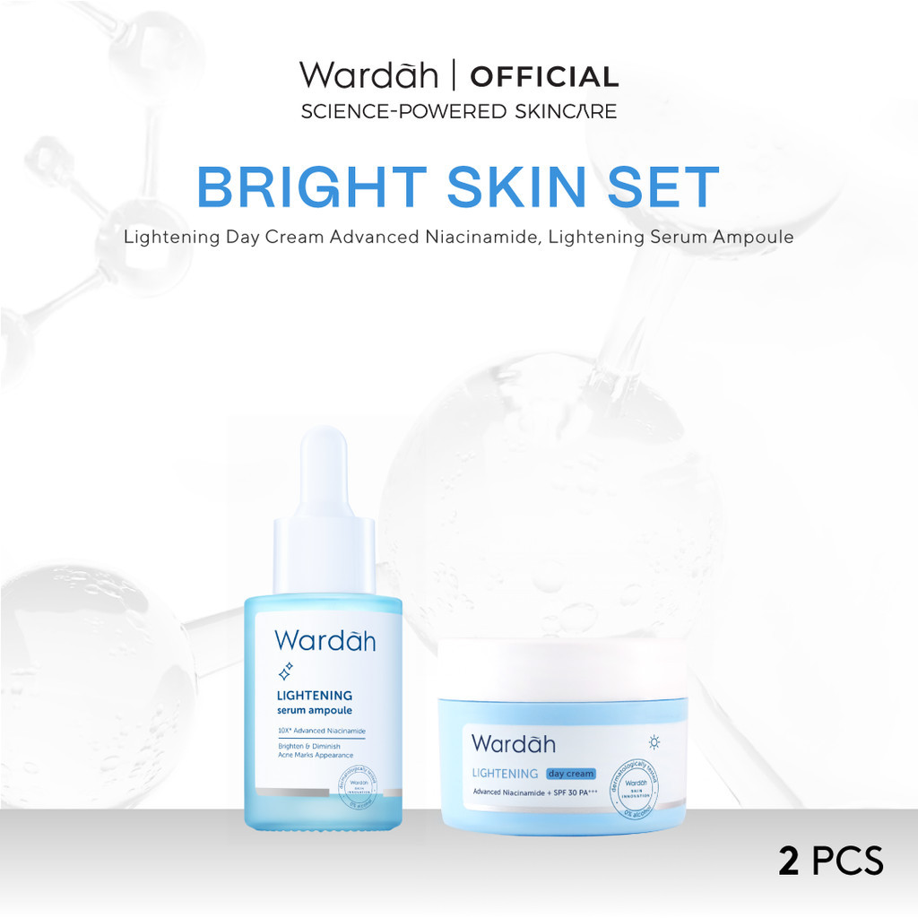 Wardah [2 pcs] Paket Skincare Advanced Solusi Masalah Kulit All Series - Moisturizer Day Cream Serum (Lightening, Perfect Bright, Renew You, Crystal Secret, Hydra Rose, Acnederm, C-Defense)