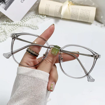 Kacamata Photochromic Anti Radiasia Bingkai Bulat Gaya Fashion Computer Glasses Wanita Pria