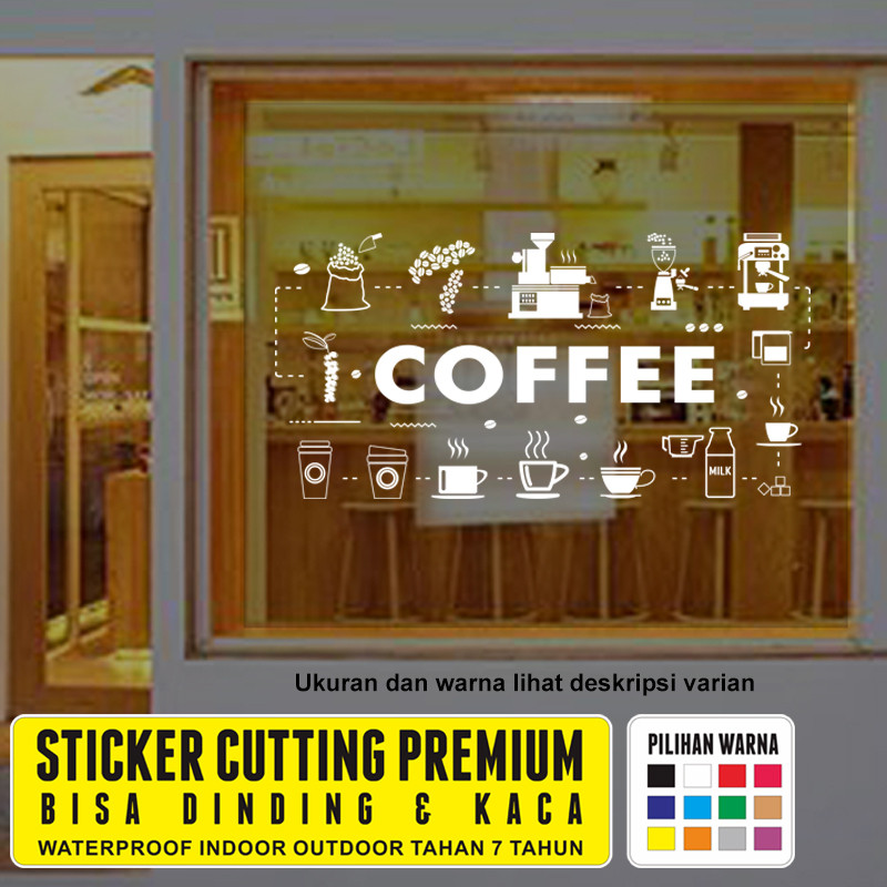 Jual Sticker Kaca Cafe Coffee Shop Cutting Sticker Dinding Kopi Diagram ...