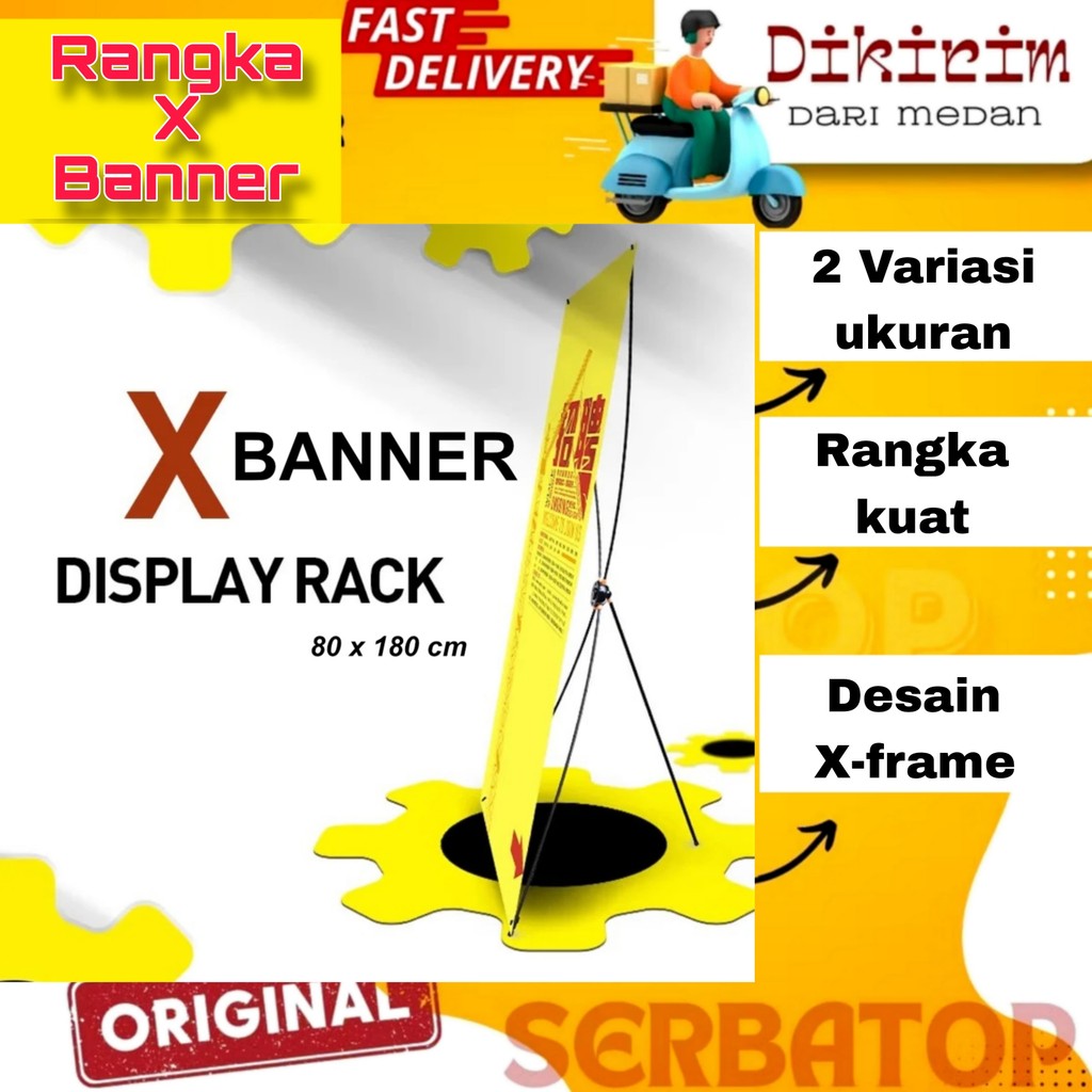 Jual Rangka X Banner Frame Standing Display Bow Stand Ad Poster Rangka ...