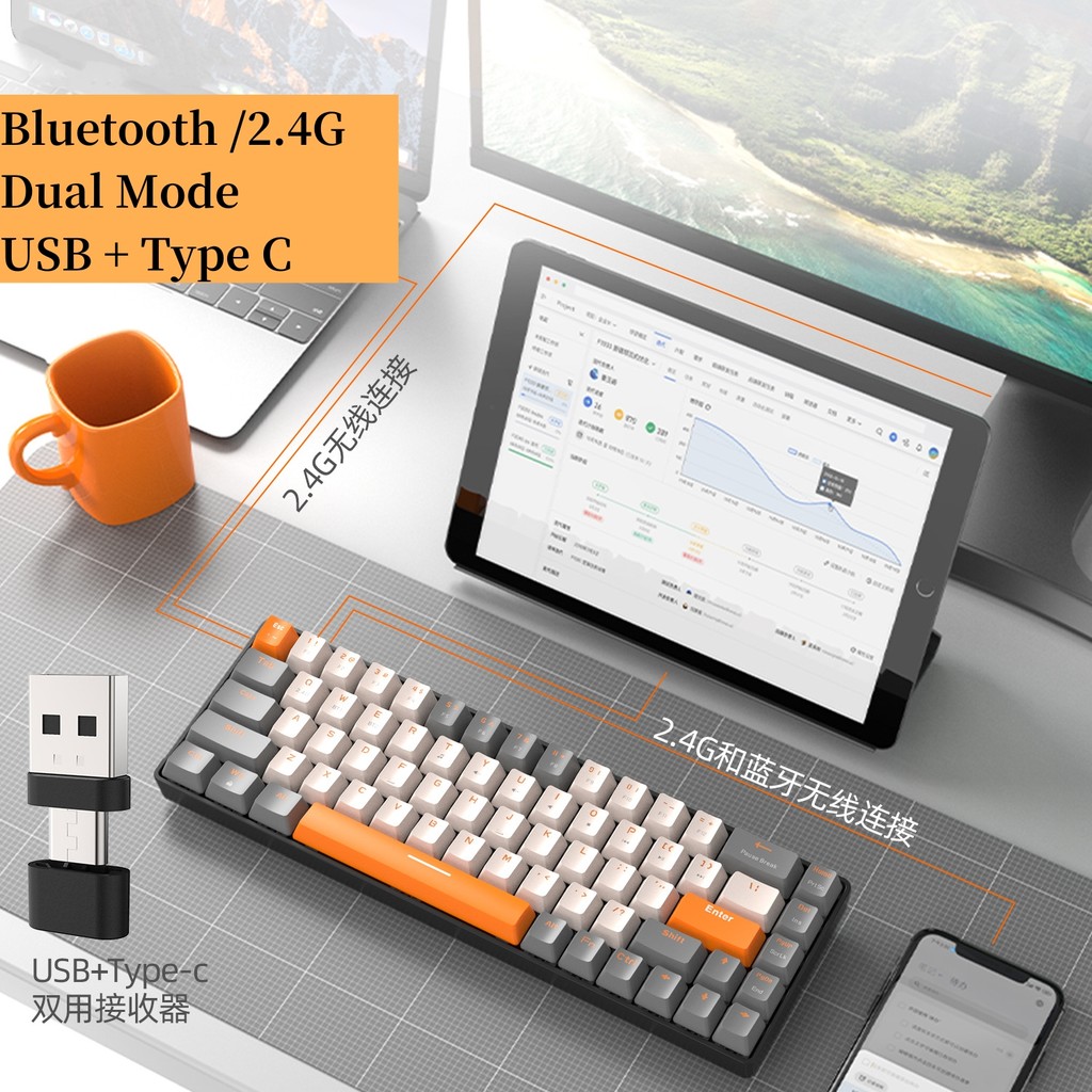 Jual Wireless Mechanical Keyboard Spanish Russian Arabic Korean ...