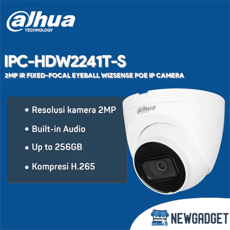 DAHUA IPC-HDW2241T-S 2MP IR FIXED-FOCAL EYEBALL WIZSENSE POE IP CAMERA + IPC-HDW2241T-S-2.8MM