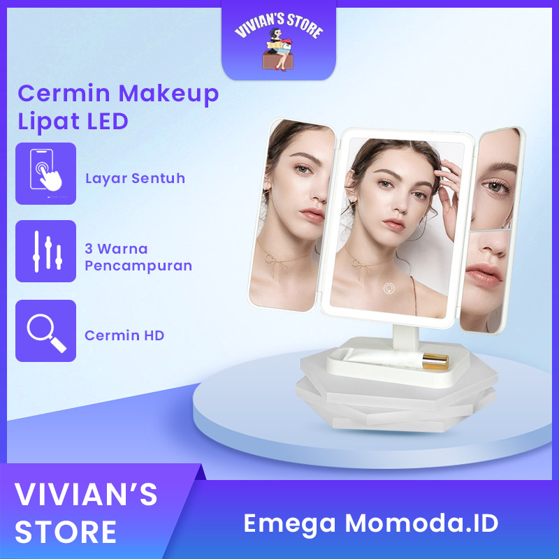 Jual Cermin Desktop Penyimpanan Multifungsi Yang Dapat Diputar/LED ...