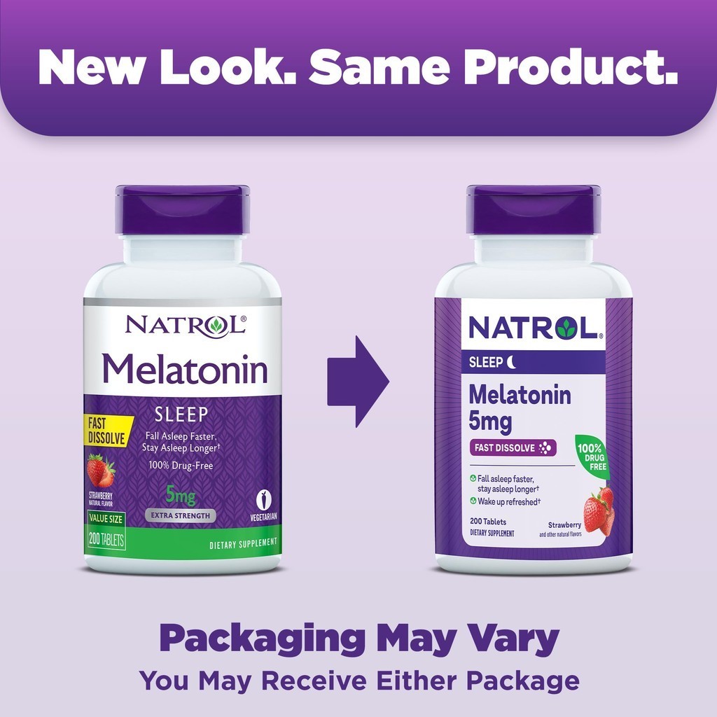 Jual NATROL Melatonin 5 Mg fast Dissolve Tablets Strawberry flavor 20 ...