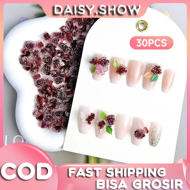 Jual 30 Pcs Resin Bunga Mawar Glow 3D Bercahaya Resin Bunga Camellia ...