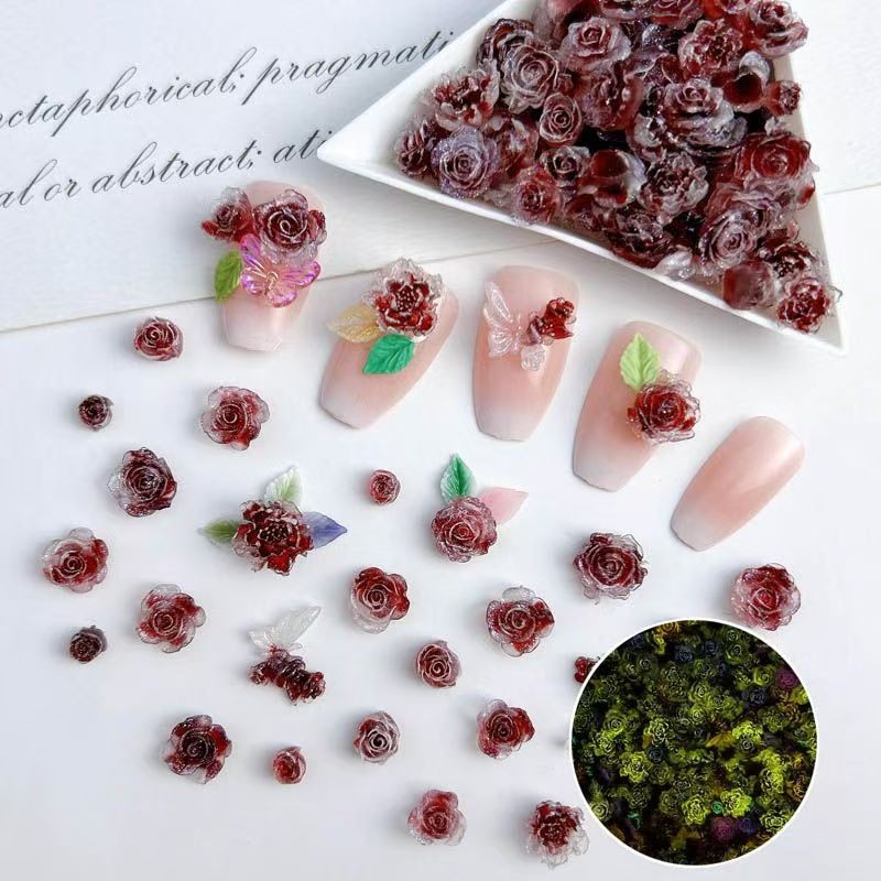 Jual 30 Pcs Resin Bunga Mawar Glow 3D Bercahaya Resin Bunga Camellia ...