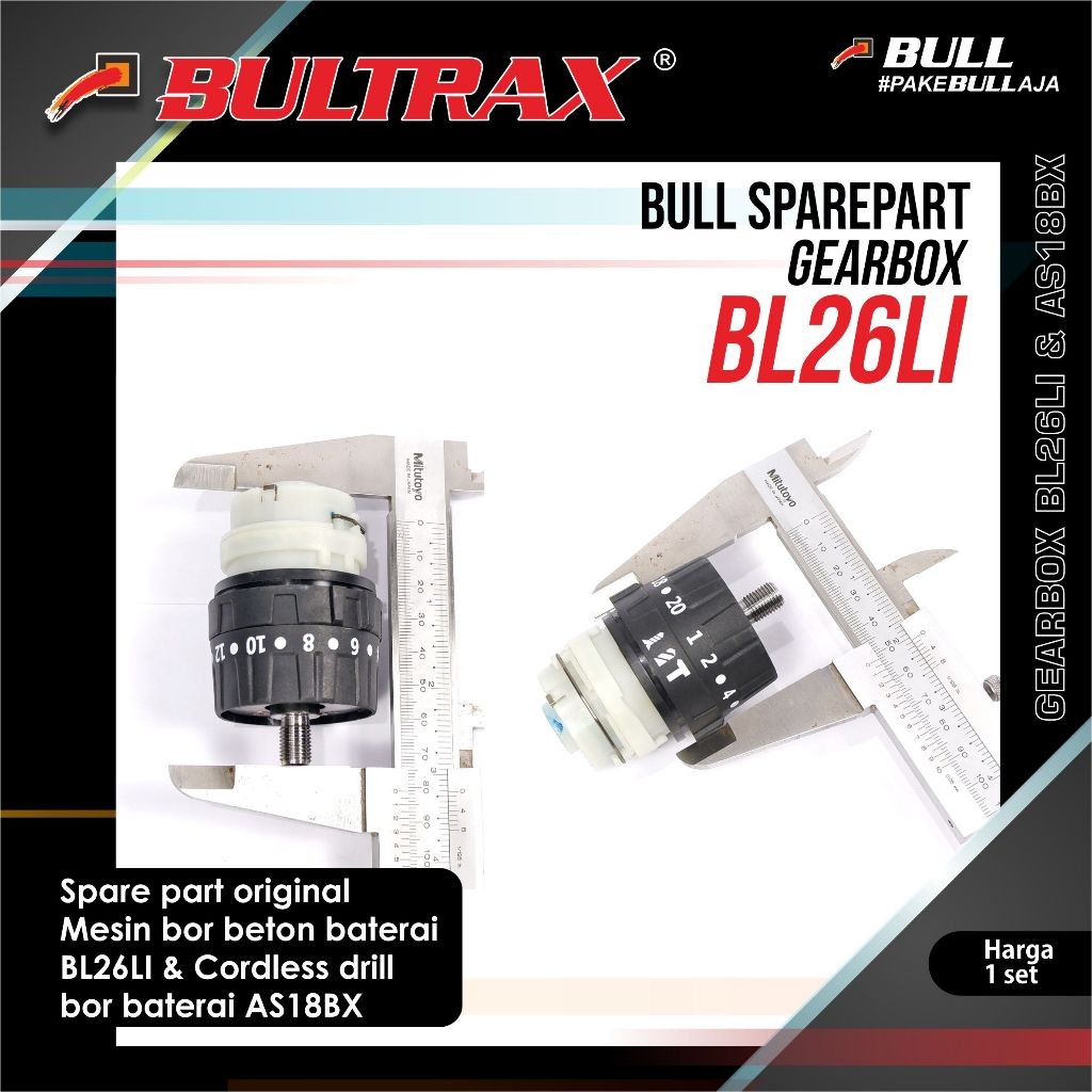 Jual BULL Gearbox Mesin Bor Beton Cordless Baterai BL26LI / Gear Box ...