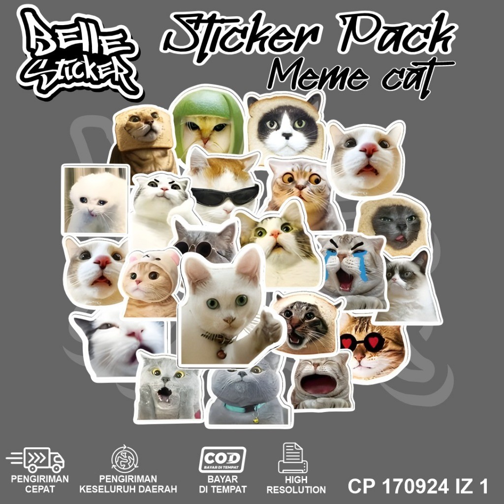 Jual Stiker Lucu Kucing Meme Cat Emoticons Ins Waterproof Hiasan Laptop