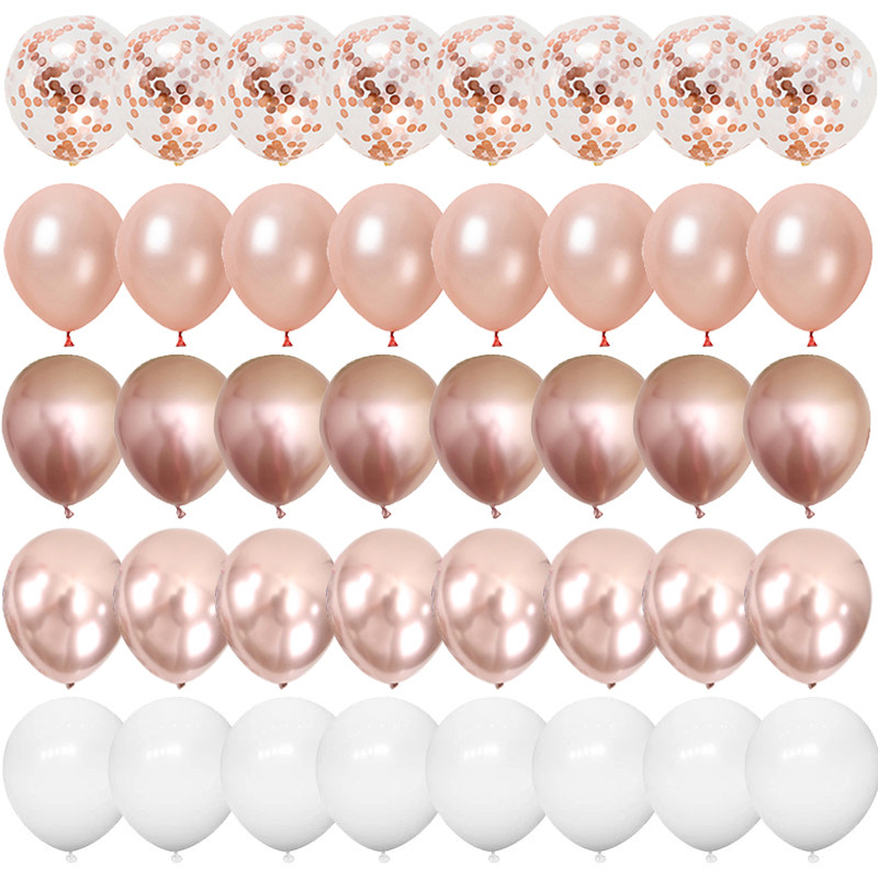 Jual 40pcs Rose Gold Confetti Latex Balloons Happy Birthday Party ...