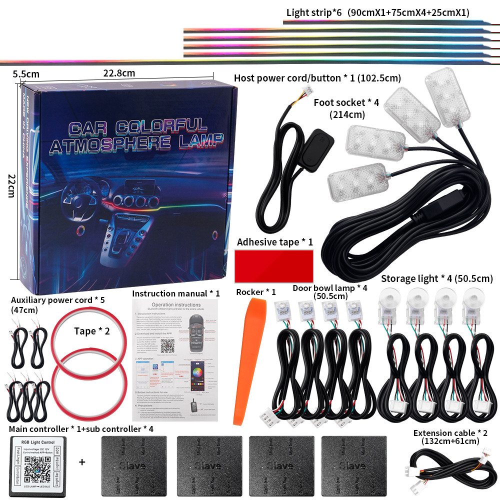 Jual 10/14/18 in 1 Led Car Ambient Lights 213 64 Color RGB Symphony ...