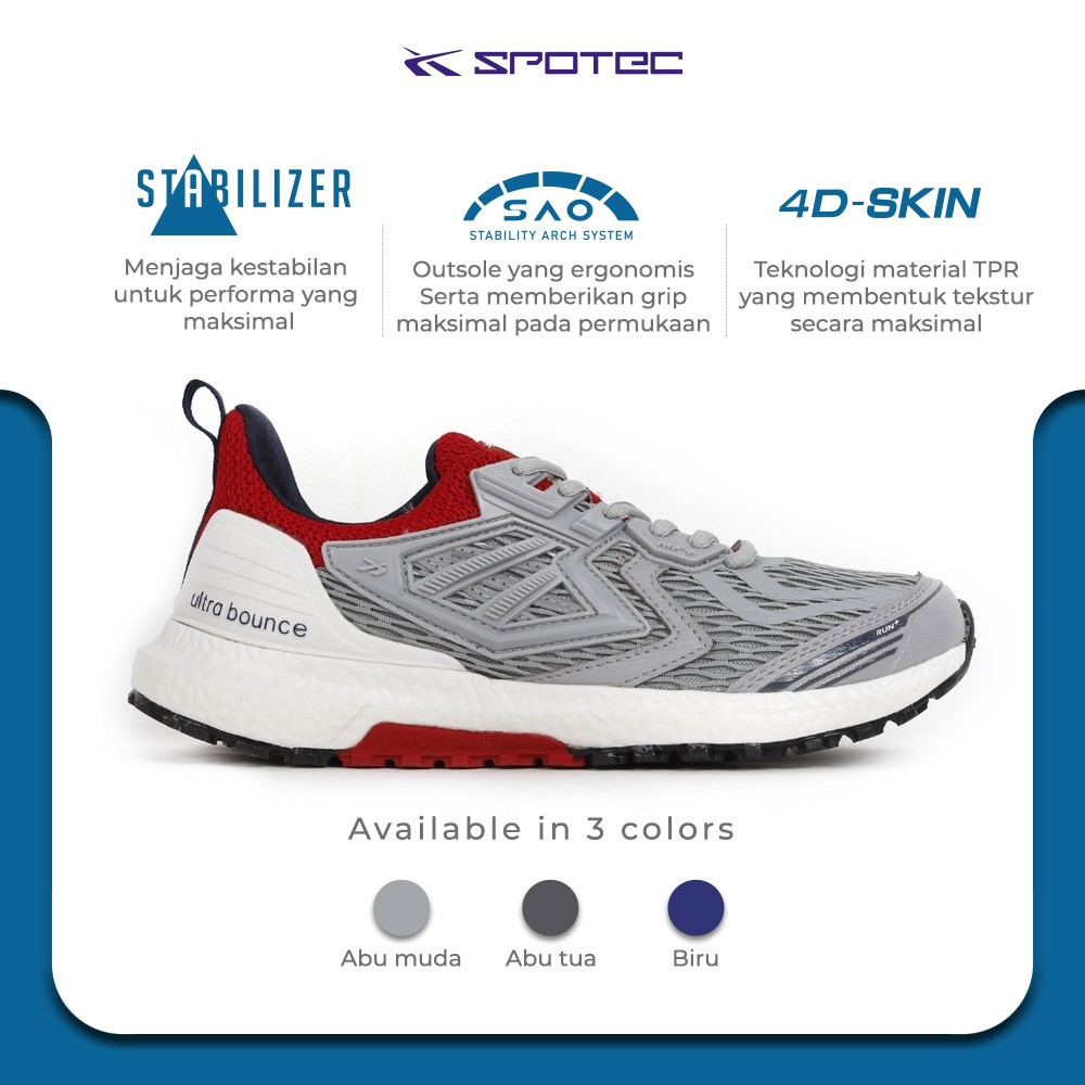 Jual Spotec Running Zest Sepatu Lari Pria Wanita - Abu Muda Merah ...