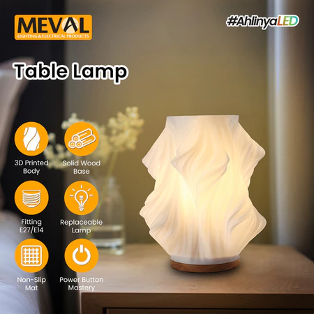 MEVAL Lampu Meja LED Dekorasi Aesthetic – 3D Print Technology