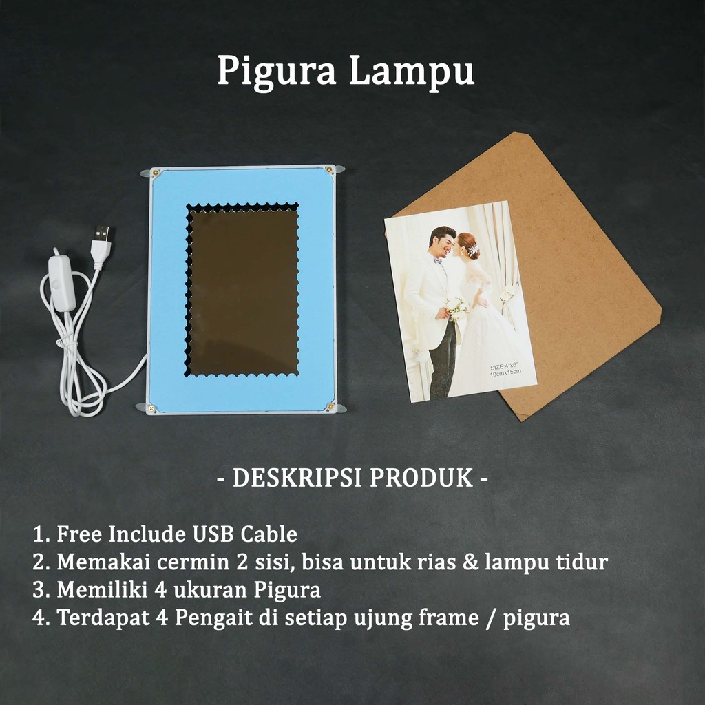 Jual Bingkai Foto Lampu LED 3D/Pigura Berlian Lampu Aesthetic Frame LED ...