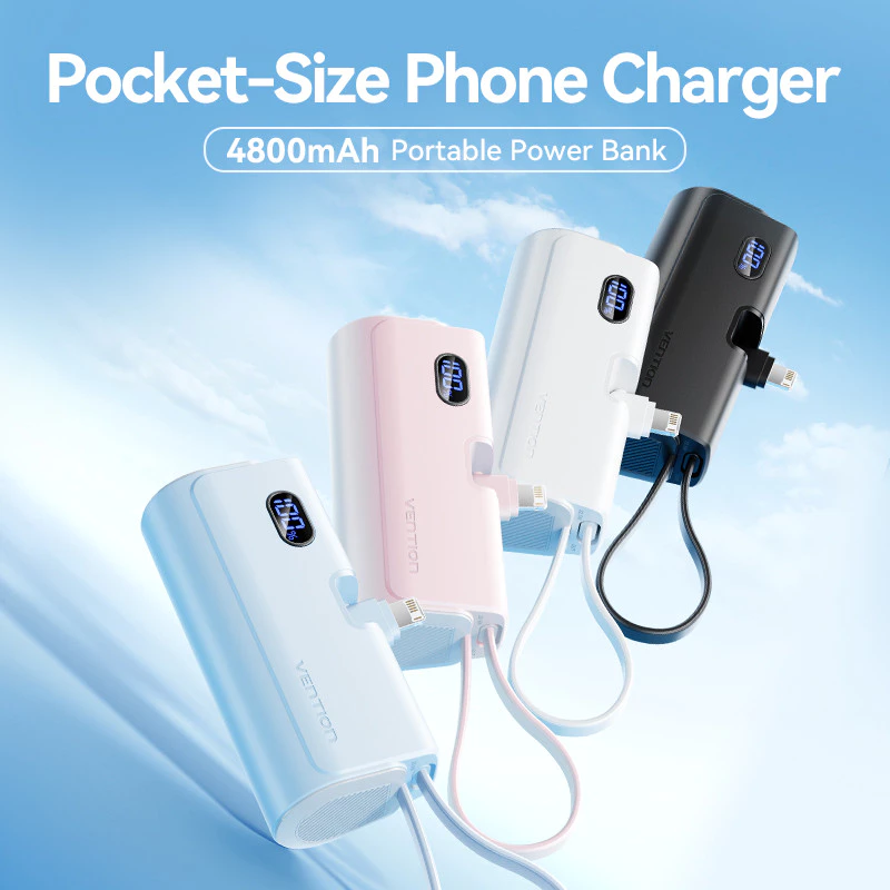 Vention Mini Powerbank USB Type C Lightning LED Display Fast Charging 22.5W