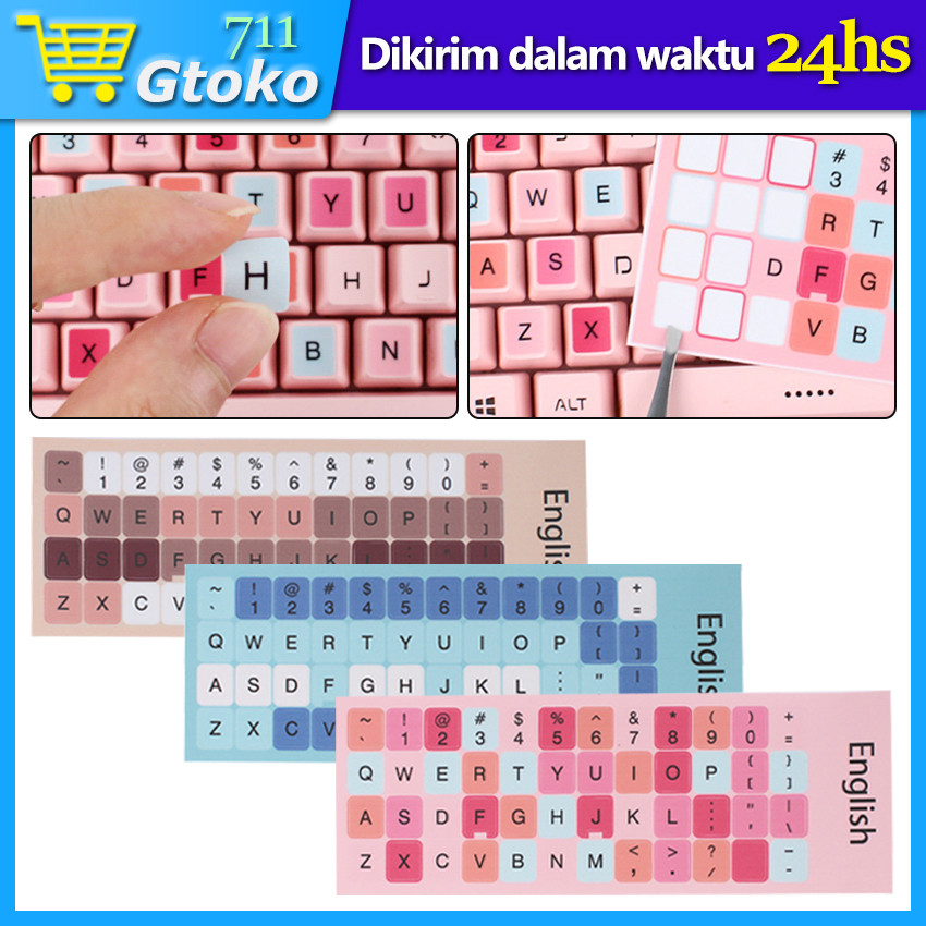 Jual Stiker Keyboard Stciker Bahasa Inggris Warna Warni Waterproof ...