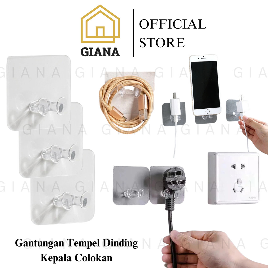 Jual GIA Gantungan Tempel Kepala Colokan Tempelan Dinding Kepala Kabel ...