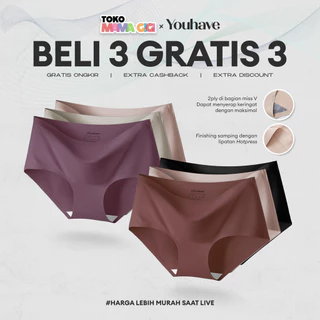 YOUHAVE X TOKO MAMA GIGI PAKET 6 PCS CELANA DALAM SEAMLESS PANTY CD PAKAIAN DALAM WANITA PEREMPUAN C920 Katun Pendek
