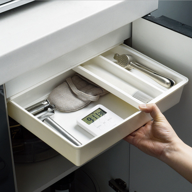 Jual Adhesive Under Desk Storage Box Cosmetic Organizer Hidden Desktop ...