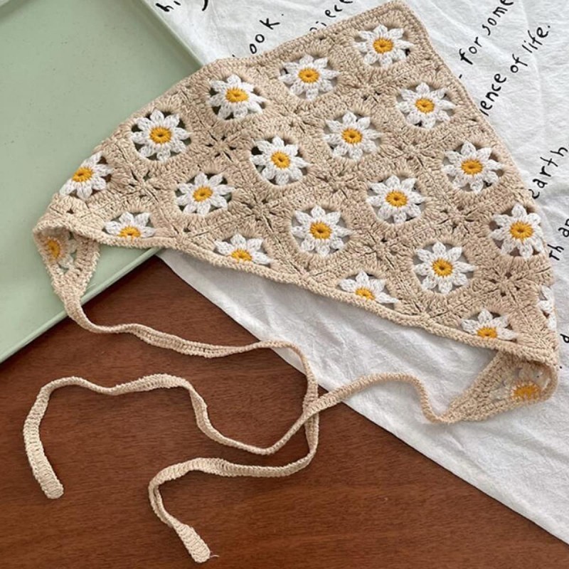 Jual Bando Rajut Perancis Bandana Rajut Segitiga Crochet Headband ...