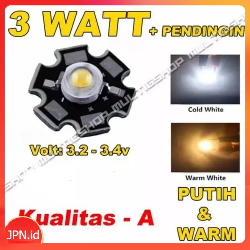 Jual HPL 3W High Power LED 3W 5500K White Warm White dengan PCB ...