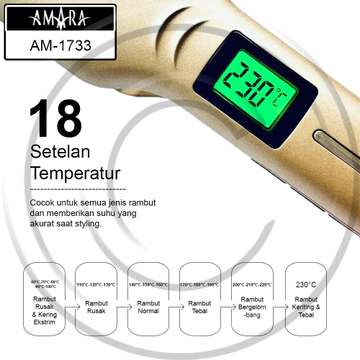( ) AMARA AM 1733 Ceramic Glide Floating Plate Hair Straightener Catokan Rambut CO