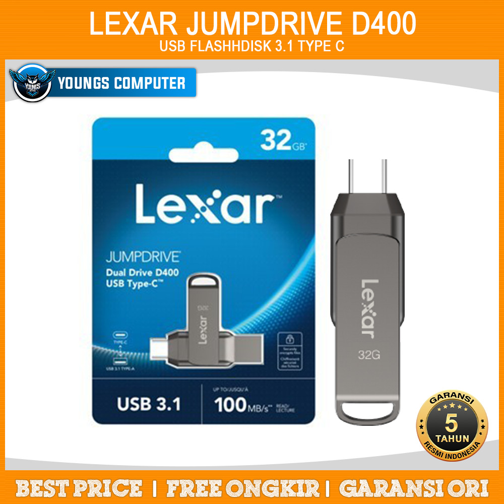 Jual USB Flashdisk Lexar JumpDrive D400 OTG 32GB 64GB 128GB USB 3.1 ...